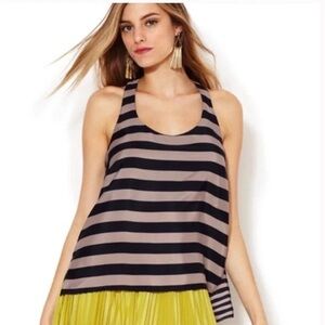 Striped Black and Tan Sleeveless Top